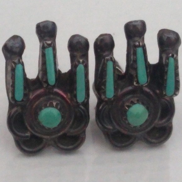 ⏳SALE Native American Silver Turquoise Petit Point - Picture 3 of 8